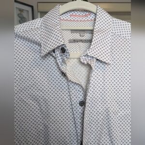 Ted Baker Men's, Navy Patterned Casual Button Down Long Sleeve Shirt, Size 3